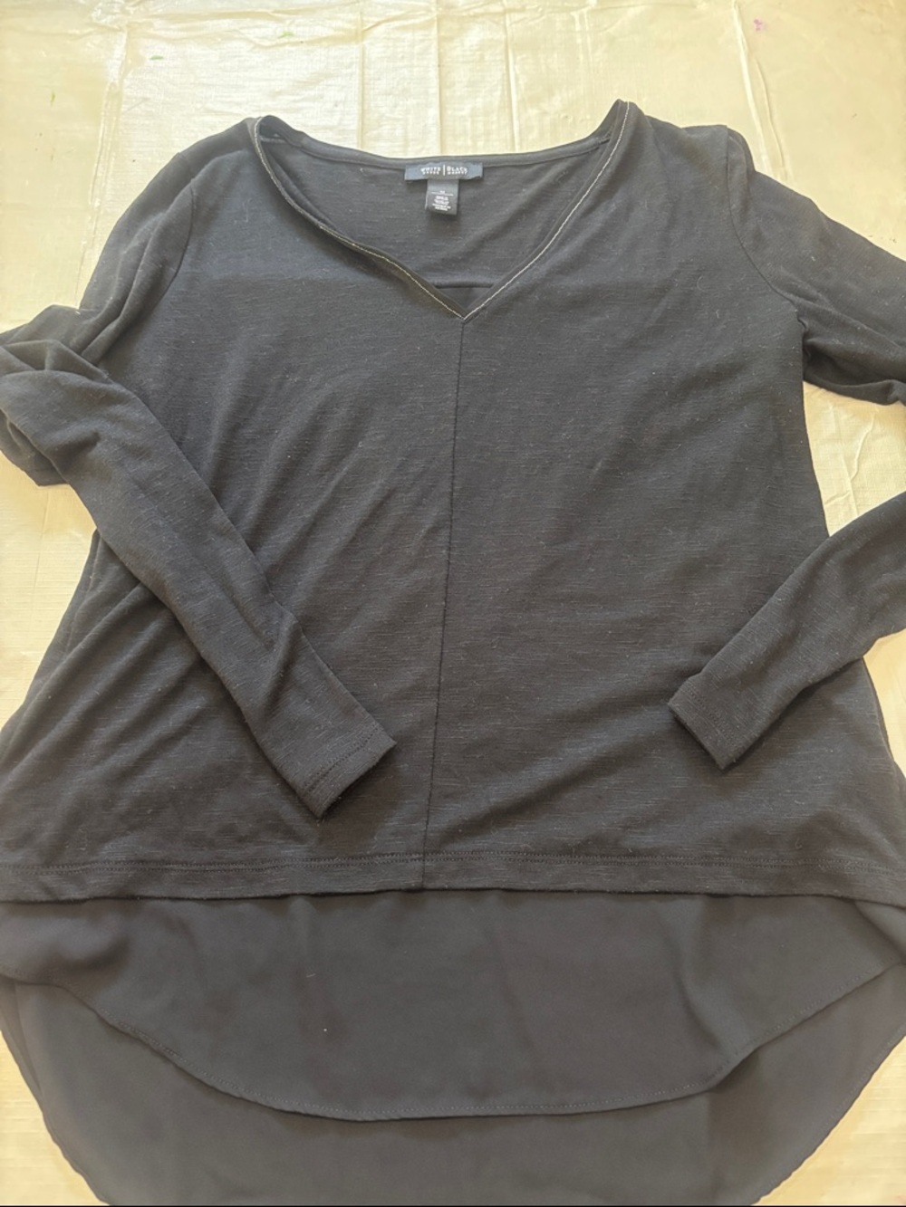 ⭐️2/$10 - Black V-Neck Layered Hem Women's Top